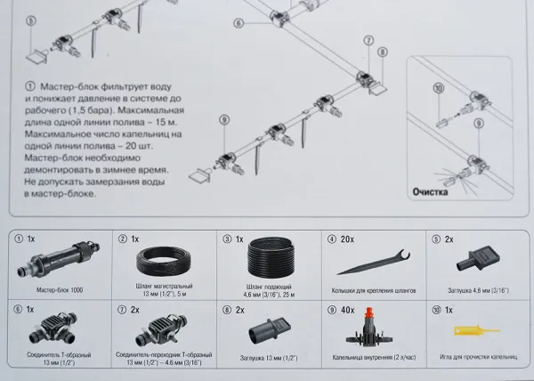 Комплект Gardena для микрокапельного полива теплиц базовый 01373-20